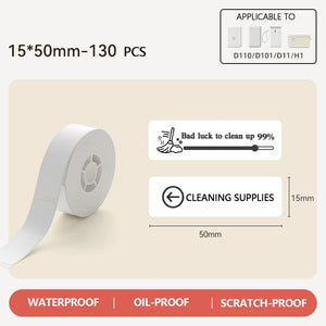 Niimbot Thermal Label White Color Paper 12-15mm Thermal Sticker Paper Roll Waterproof for official D11 D110 D11H D101 Printer