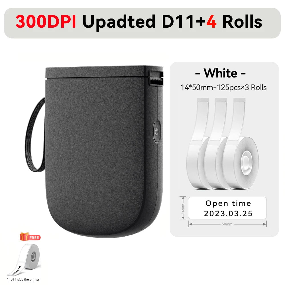 Niimbot Upgraded D11 Mini Thermal Printer 300 DPI Wireless Self-Adhesive Label Maker Inkless Pocket Barcode Name Tag  Labeller