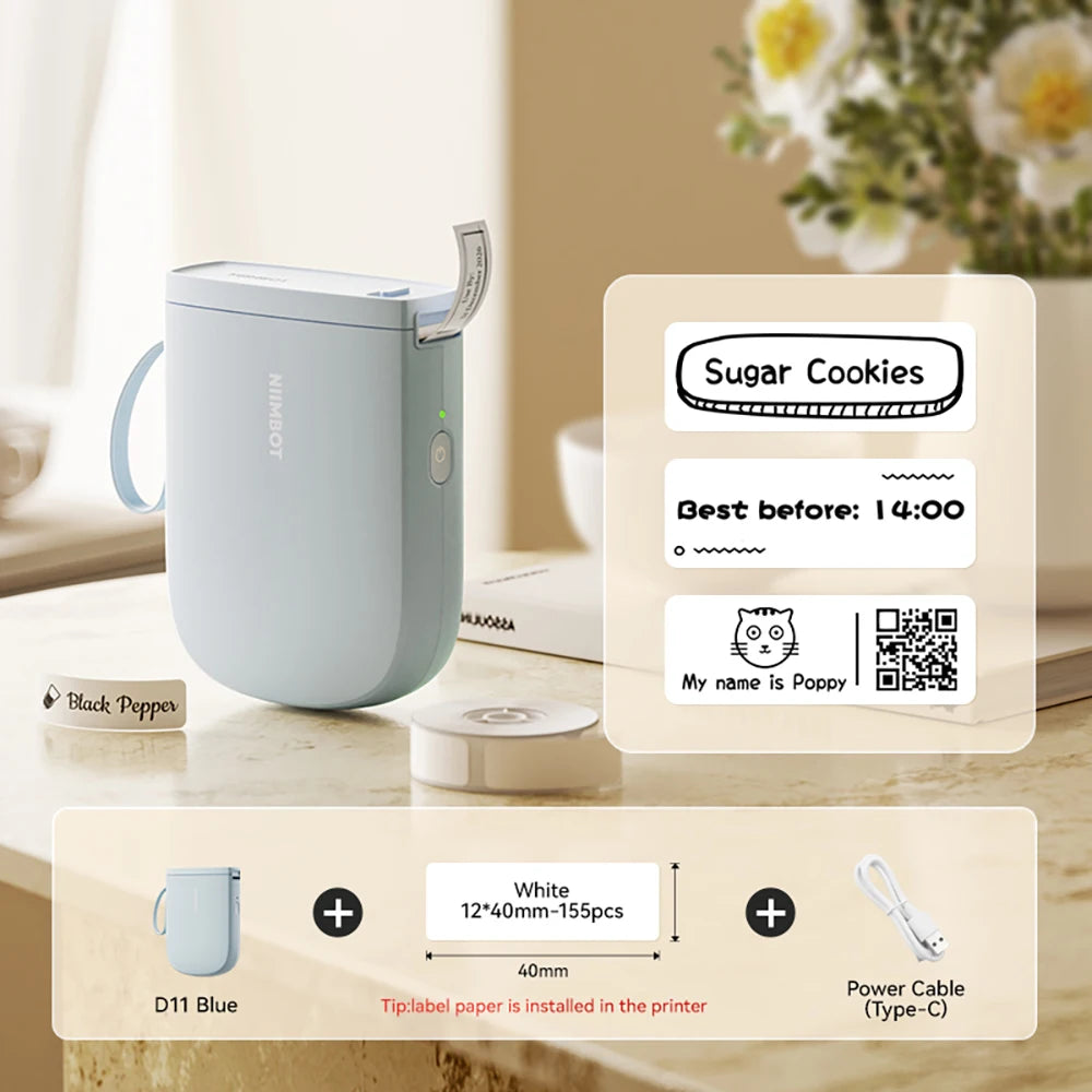 Niimbot Upgraded D11 Mini Thermal Printer 300 DPI Wireless Self-Adhesive Label Maker Inkless Pocket Barcode Name Tag  Labeller