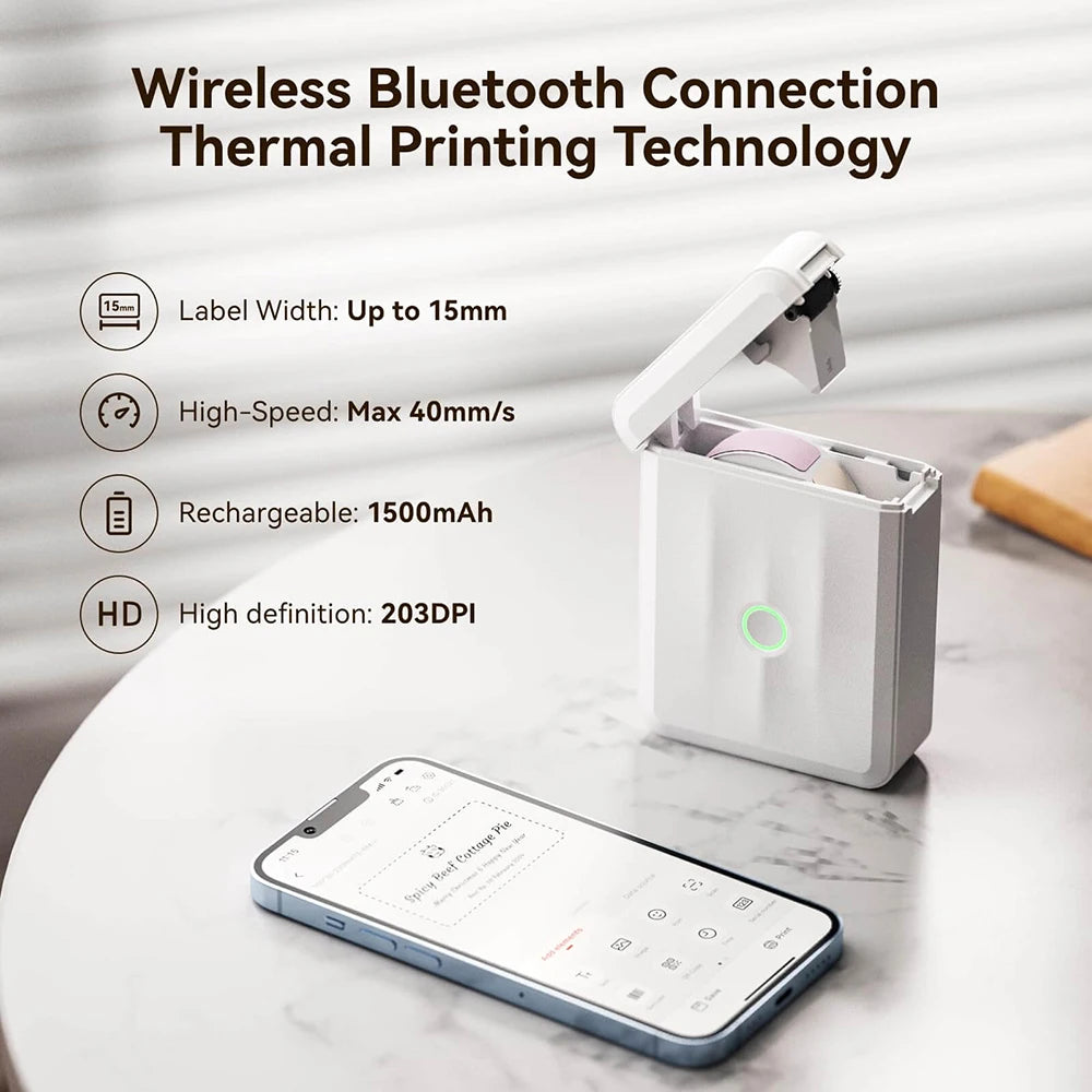 Niimbot D110 Mini Handheld Thermal Label Maker Wireless Sticker Machine Inkless Pocket with Label Sticker for Home Office