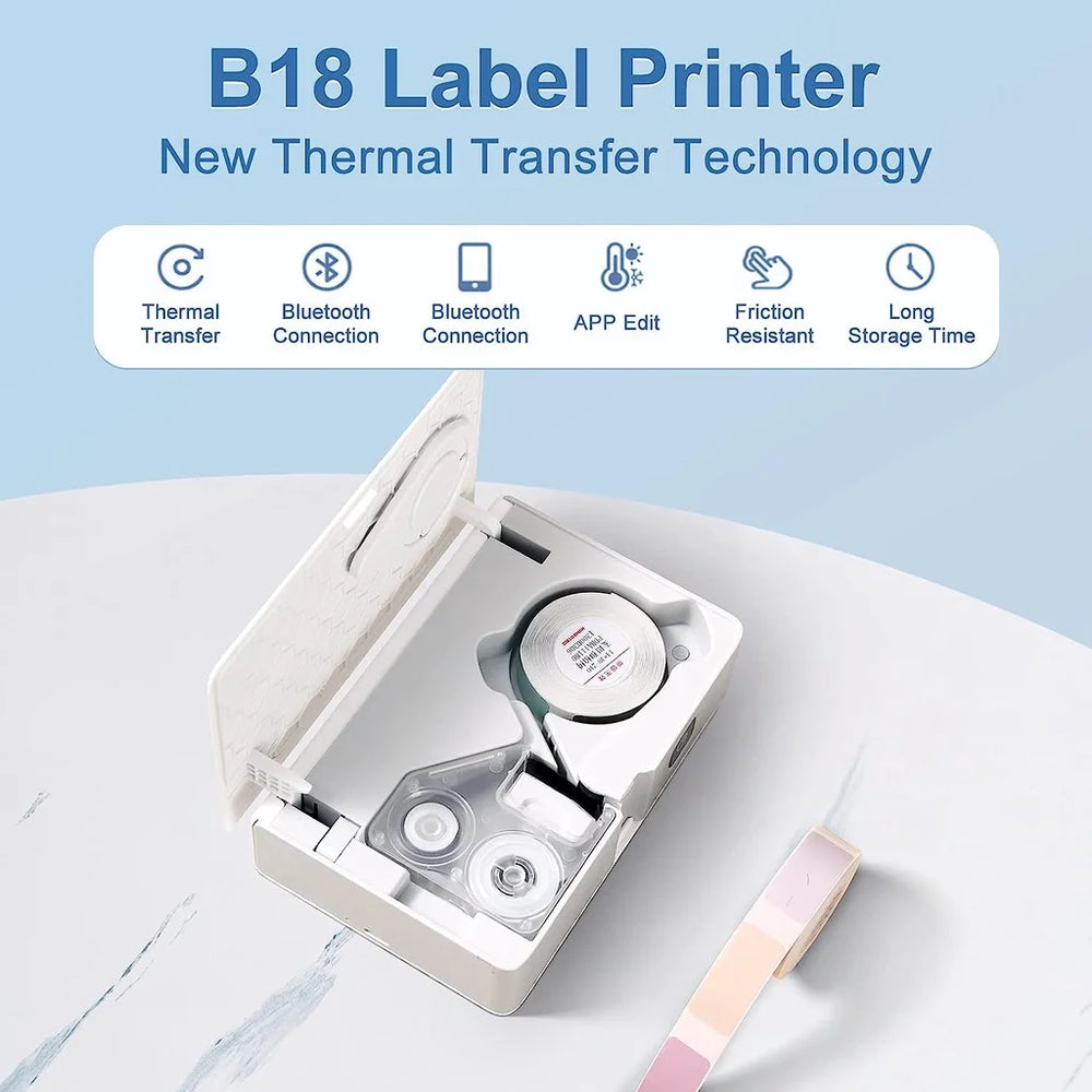 NIIMBOT B18 Color Label Printer, Wireless Bluetooth Connection, Portable,Mobile Editing,Support Color Printing Rechargeable