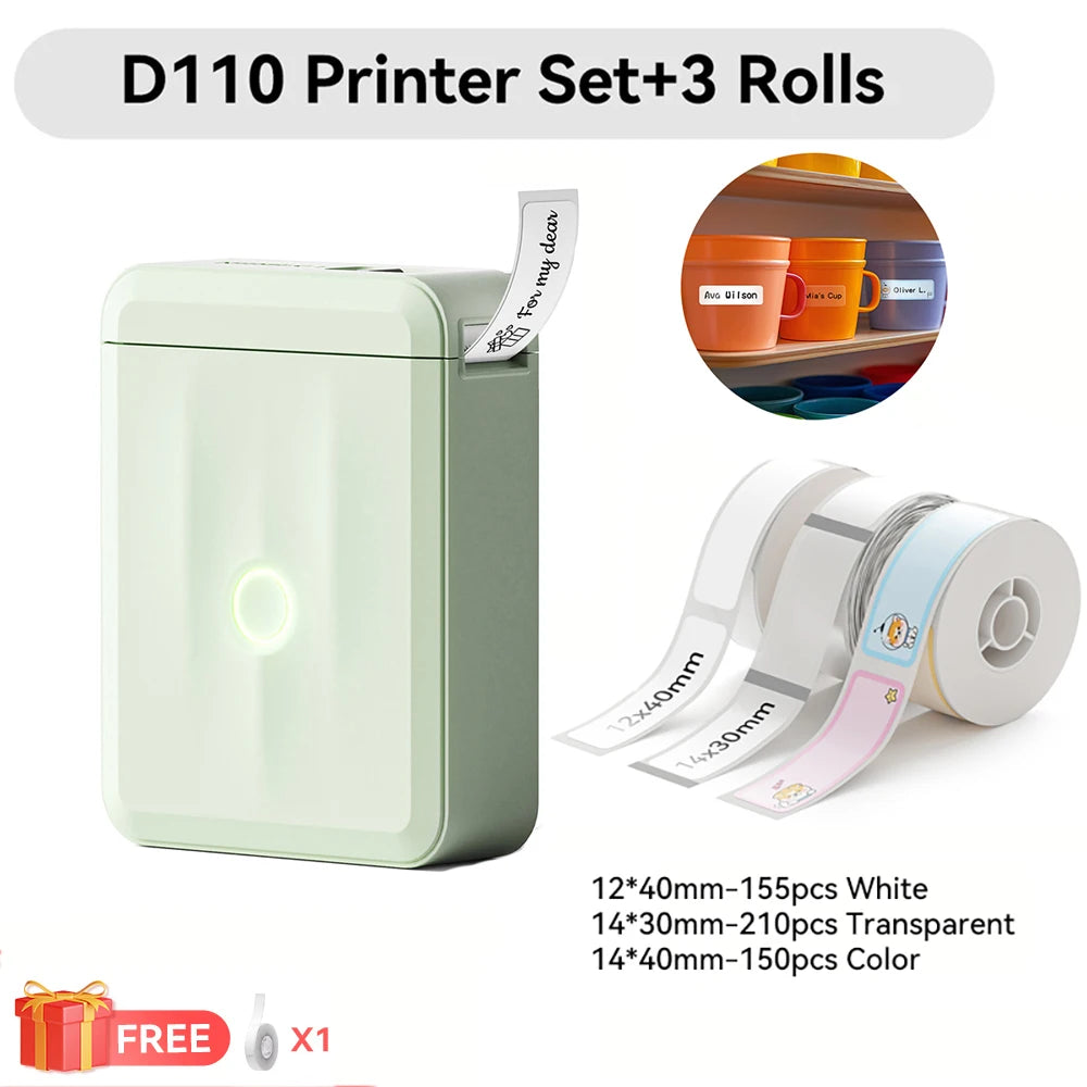 Niimbot D110 Mini Handheld Thermal Label Maker Wireless Sticker Machine Inkless Pocket with Label Sticker for Home Office