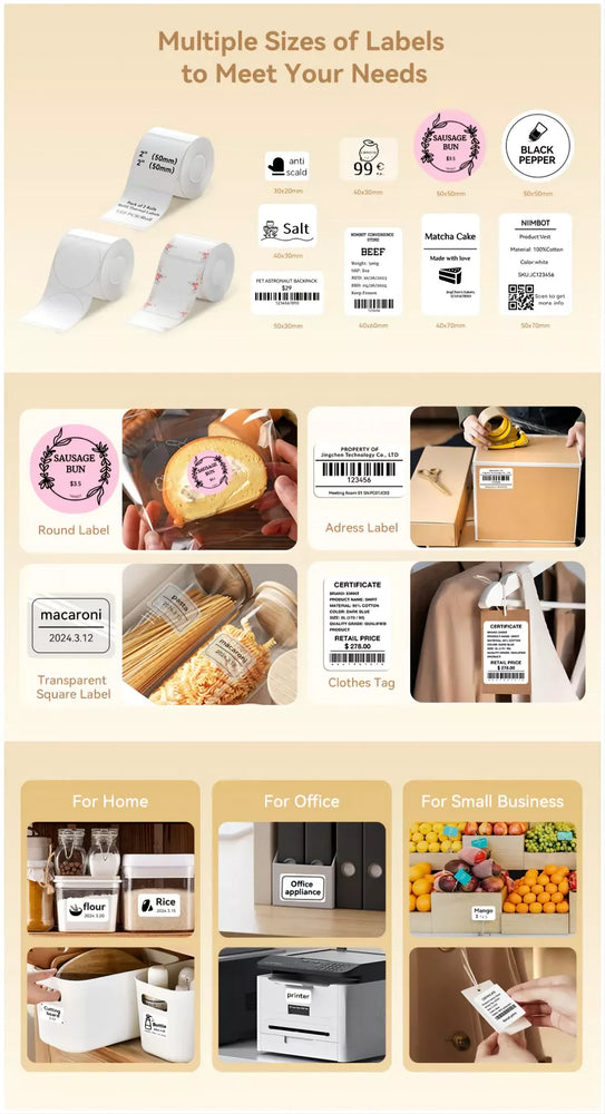 NIIMBOT B21/B203/B3S Colored Label Machine Printing Paper Self Adhesive Label Waterproof Oil Resistant Tear Resistant Label