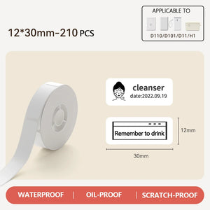 Niimbot Thermal Label White Color Paper 12-15mm Thermal Sticker Paper Roll Waterproof for official D11 D110 D11H D101 Printer