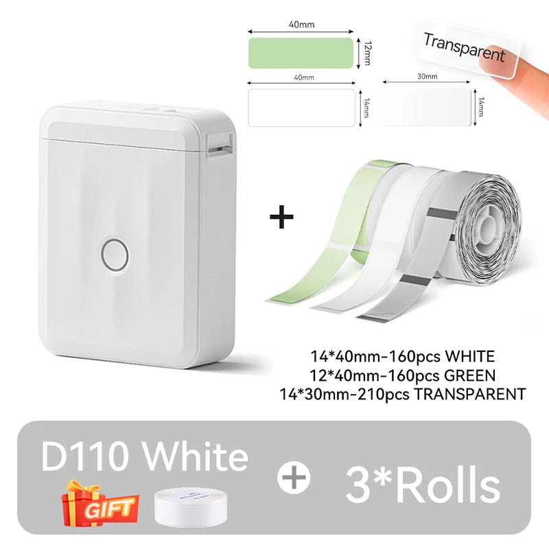 NIIMBOT D110 Upgraded Version Thermal Label Printer Mini Portable Smart Label Maker With Tape for Office Home Kitchen School