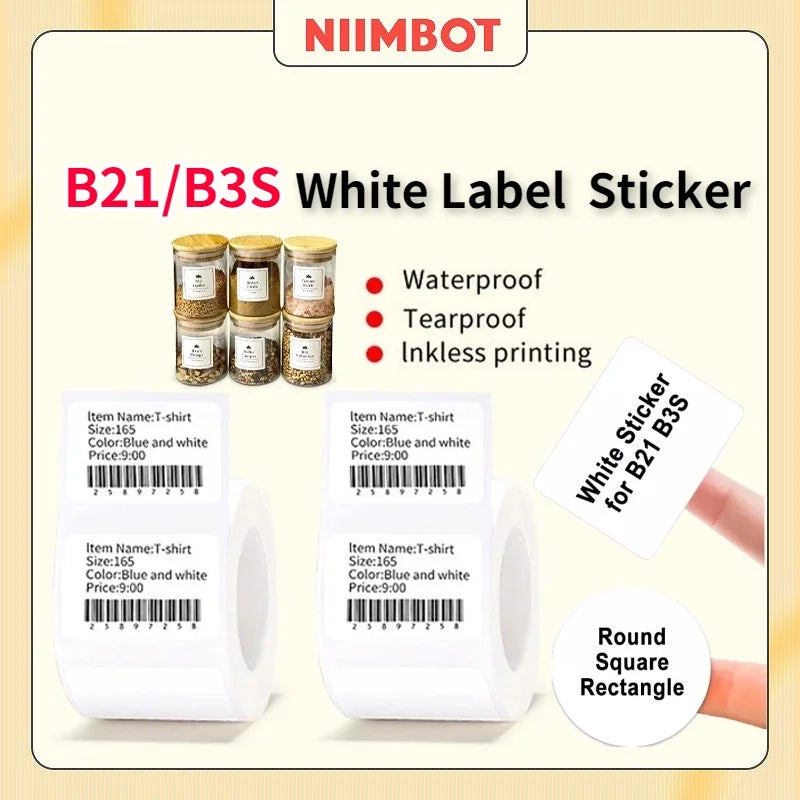 NIIMBOT B21/B1/B3S White Thermal Label Sticker Paper Printable 20-50mm