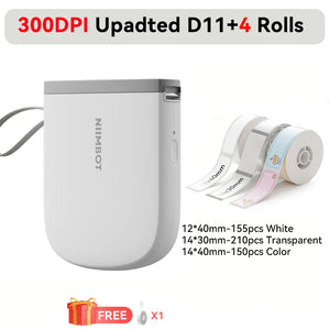 Niimbot Upgraded D11 Mini Thermal Printer 300 DPI Wireless Self-Adhesive Label Maker Inkless Pocket Barcode Name Tag  Labeller