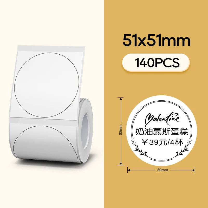 NiiMBOT White Round Color Label Sticker Self-adhesive Paper Thermal Waterproof Digital Number Cake Sealing Roll f B21 B1 Printer