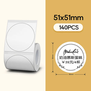 NiiMBOT White Round Color Label Sticker Self-adhesive Paper Thermal Waterproof Digital Number Cake Sealing Roll f B21 B1 Printer