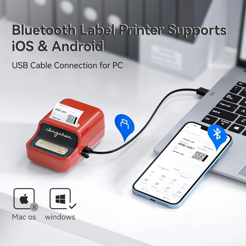 NiiMbot B21 Mini Thermal Printer Wireless Barcode Label Maker Bluetooth Portable Adhesive Label Printers for Office Commercial