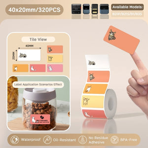 NIIMBOT B21/B203/B3S Colored Label Machine Printing Paper Self Adhesive Label Waterproof Oil Resistant Tear Resistant Label