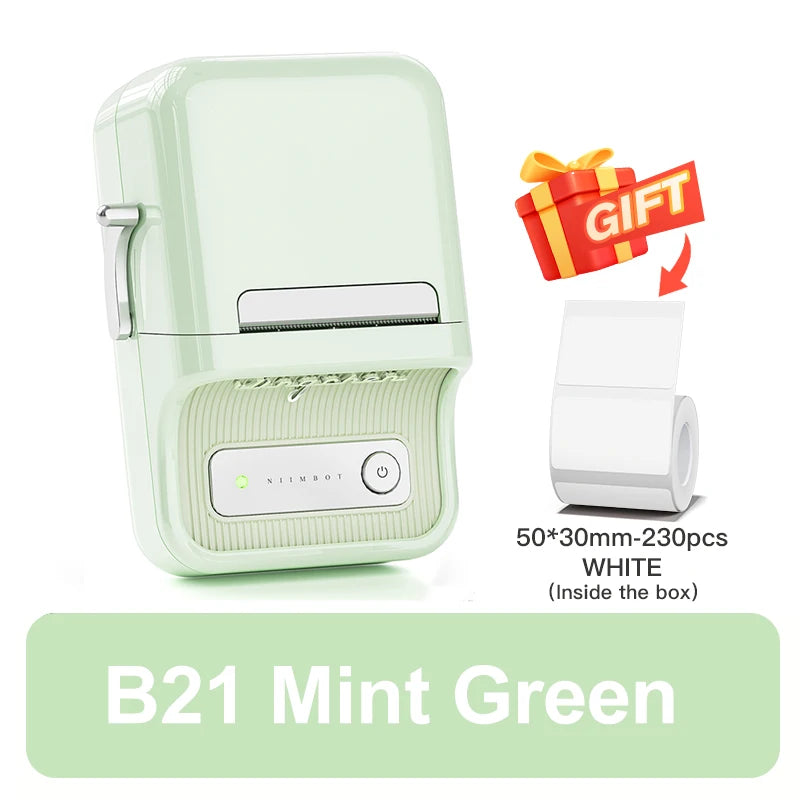 NiiMbot B21 Mini Thermal Printer Wireless Barcode Label Maker Bluetooth Portable Adhesive Label Printers for Office Commercial