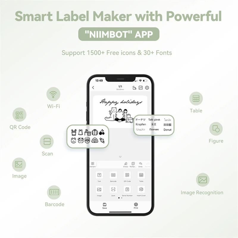Niimbot B1 Mini Thermal Printer Bluetooth Portable Pocket Label Maker Self-adhesive Sticker Printer Machine For Small Business