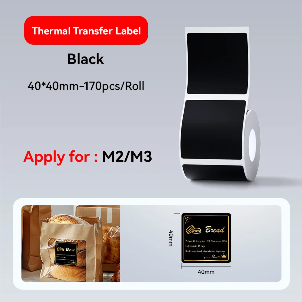 Thermal Transfer Labels for Niimbot M2/M3 Printer Thermal Transfer Ribbon Home Office 20-50mm Width Label Paper Sticker