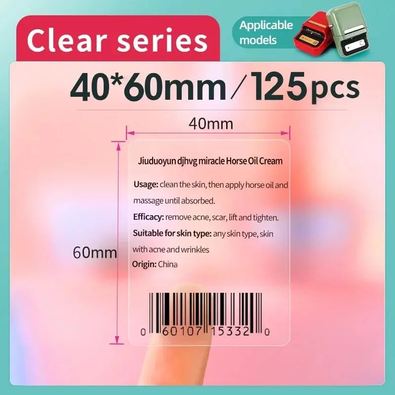 Niimbot Transparent Self-adhesive Label Paper For Mini Portable Thermal Printer Round Sticker B1/B21/B3s Niimbot Paper Labels