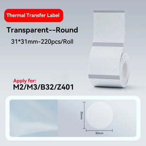 Thermal Transfer Labels for Niimbot M2/M3 Printer Thermal Transfer Ribbon Home Office 20-50mm Width Label Paper Sticker