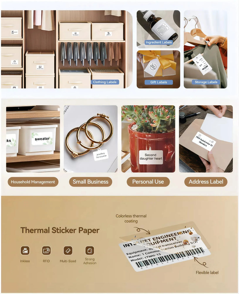 NIIMBOT B21/B203/B3S Colored Label Machine Printing Paper Self Adhesive Label Waterproof Oil Resistant Tear Resistant Label
