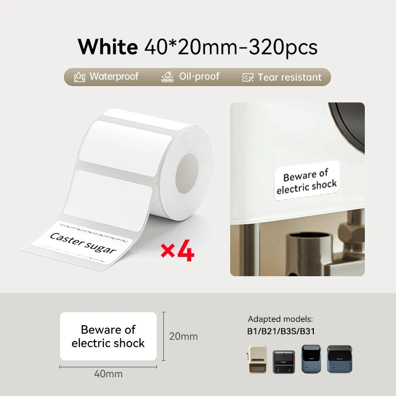 NIIMBOT Thermal Sticker Label Paper for B1 B21 B3S B31 Waterproof Marking Label Price Tag Adhesive Tape Price-tag Sticker