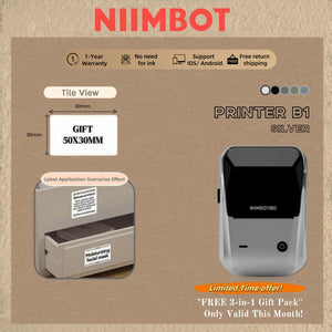 Niimbot B1 English Label Printer Portable Handheld Thermal Printer Mini Barcode QR Code Sticker Paper Color Rolls Maker Cable