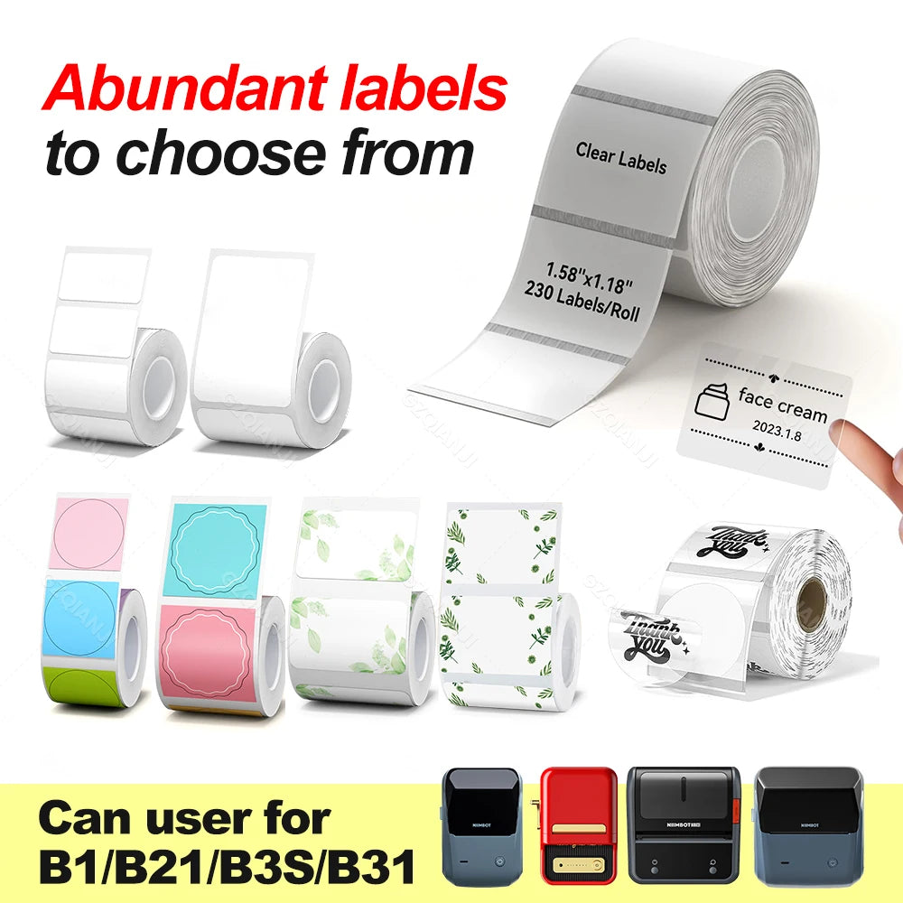 NiiMBOT White Round Color Label Sticker Self-adhesive Paper Thermal Waterproof Digital Number Cake Sealing Roll f B21 B1 Printer