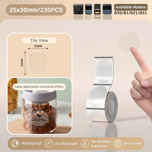 NIIMBOT B21/B1/B3s Transparent Label Printing Paper Name Sticker Waterproof Circle/square Thermal Label paper