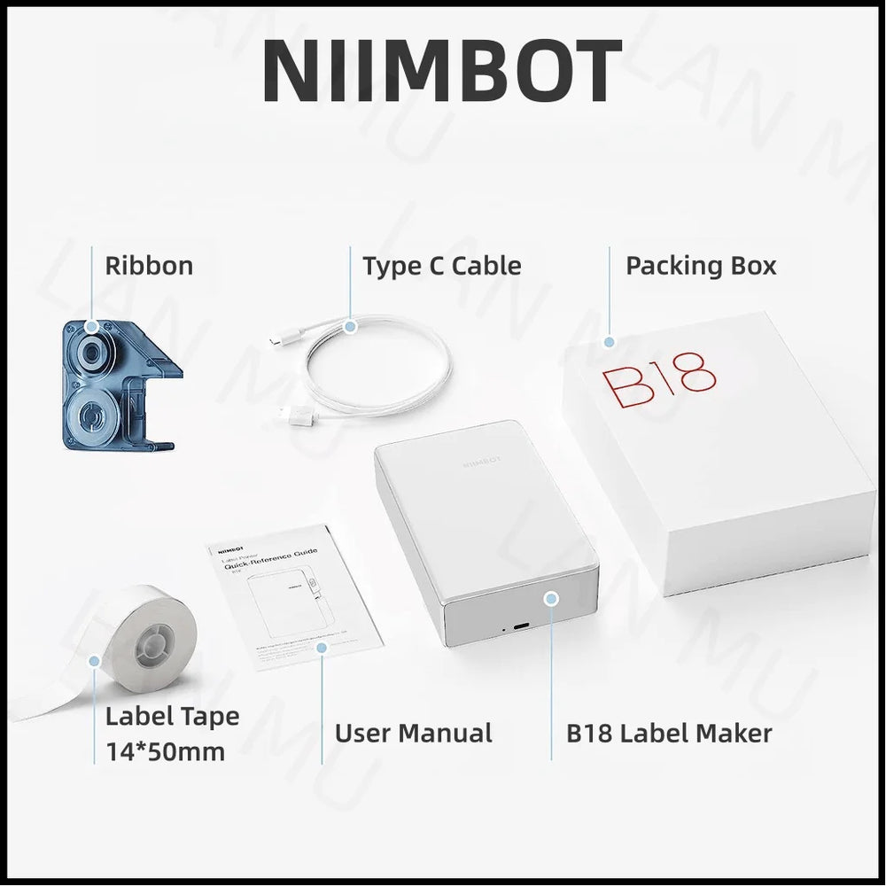 NIIMBOT B18 Color Label Printer, Wireless Bluetooth Connection, Portable,Mobile Editing,Support Color Printing Rechargeable