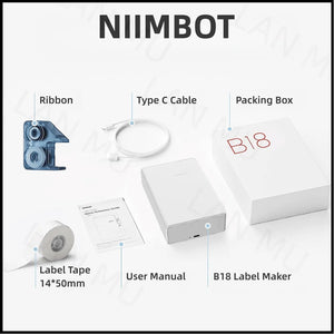 NIIMBOT B18 Color Label Printer, Wireless Bluetooth Connection, Portable,Mobile Editing,Support Color Printing Rechargeable