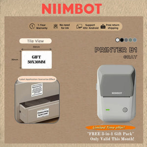 Niimbot B1 English Label Printer Portable Handheld Thermal Printer Mini Barcode QR Code Sticker Paper Color Rolls Maker Cable