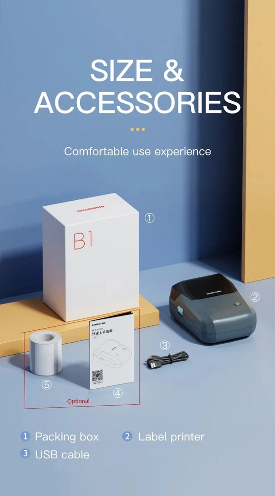 Niimbot B1 Thermal Label Printer Portable Bluetooth Wireless Handheld Printer Self-adhesive Sticker Maker Price Barcode