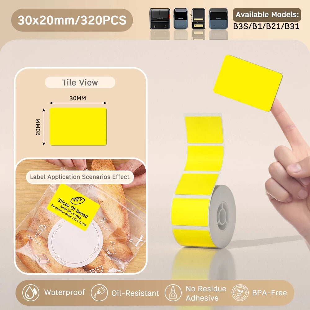 NIIMBOT B21/B203/B3S Label Machine Printing Paper Self Adhesive Label Waterproof Oil Resistant Tear Resistant Label
