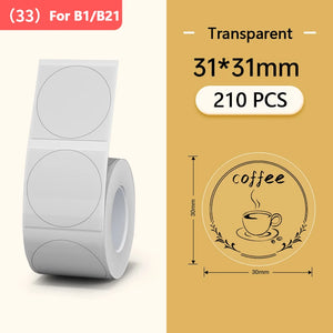 Niimbot Round White Color Label Sticker Paper Rolls for Adhesive Mini Mobile Label Maker B1 B21 Printer Different Size Papers