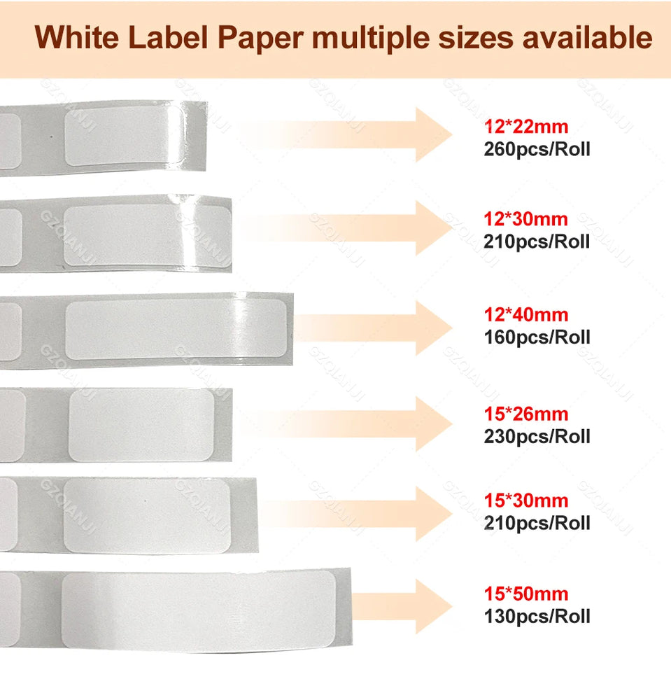Niimbot Thermal Label White Color Paper 12-15mm Thermal Sticker Paper Roll Waterproof for official D11 D110 D11H D101 Printer