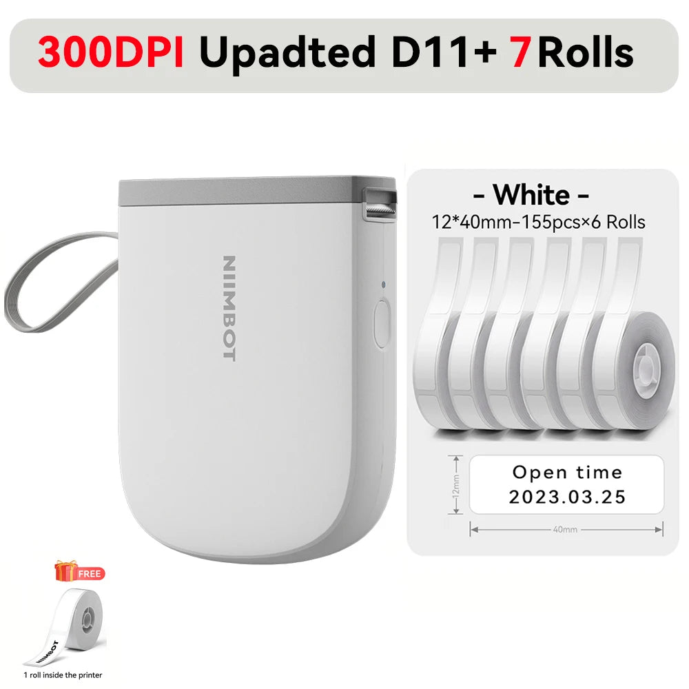 Niimbot Upgraded D11 Mini Thermal Printer 300 DPI Wireless Self-Adhesive Label Maker Inkless Pocket Barcode Name Tag  Labeller