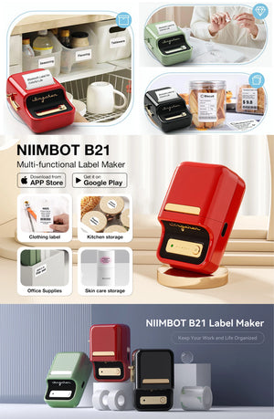 Niimbot B21 Wireless Thermal Label Printer Mini Portable Barcode Label Maker Moble Phone Price Tag Sticker Machine 20mm - 50mm