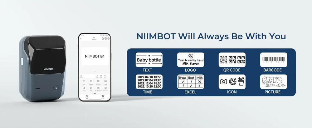 Niimbot B1 Thermal Label Printer Portable Bluetooth Wireless Handheld Printer Self-adhesive Sticker Maker Price Barcode