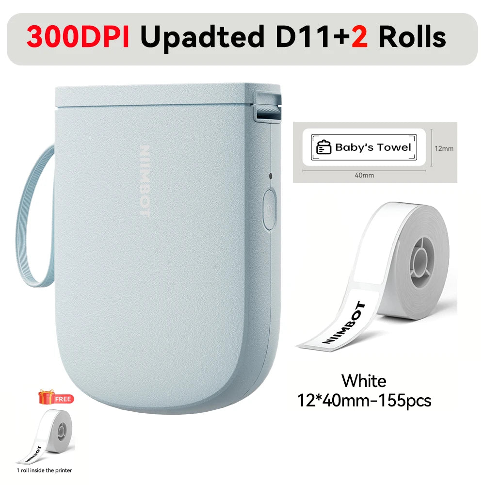 Niimbot Upgraded D11 Mini Thermal Printer 300 DPI Wireless Self-Adhesive Label Maker Inkless Pocket Barcode Name Tag  Labeller
