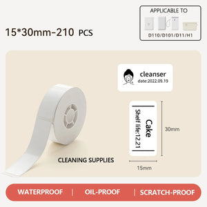 Niimbot Thermal Label White Color Paper 12-15mm Thermal Sticker Paper Roll Waterproof for official D11 D110 D11H D101 Printer