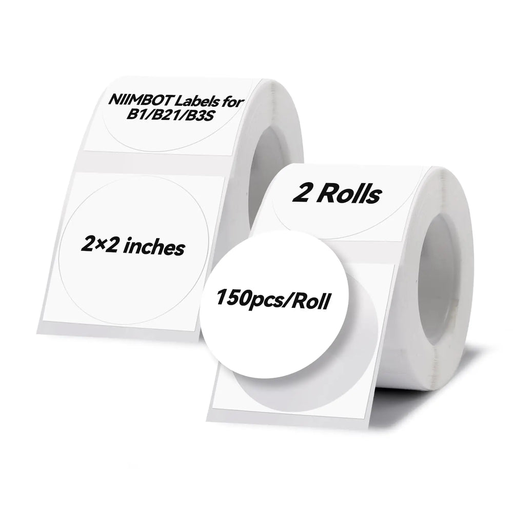 Niimbot Round White Color Label Sticker Paper Rolls for Adhesive Mini Mobile Label Maker B1 B21 Printer Different Size Papers