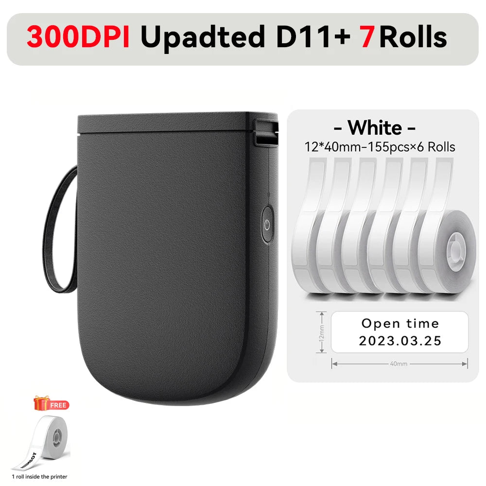 Niimbot Upgraded D11 Mini Thermal Printer 300 DPI Wireless Self-Adhesive Label Maker Inkless Pocket Barcode Name Tag  Labeller