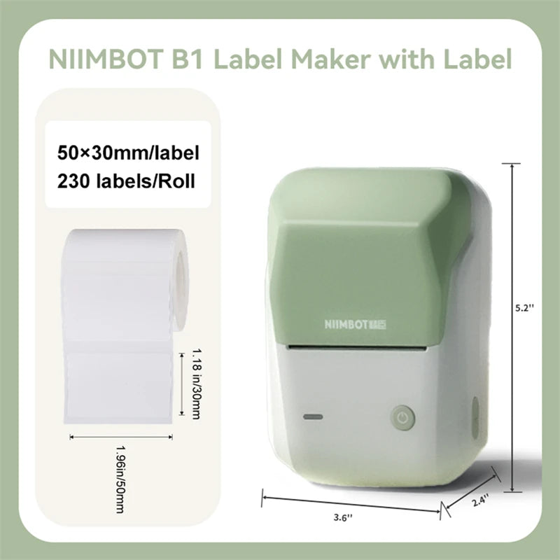 Niimbot B1 Mini Thermal Printer Bluetooth Portable Pocket Label Maker Self-adhesive Sticker Printer Machine For Small Business