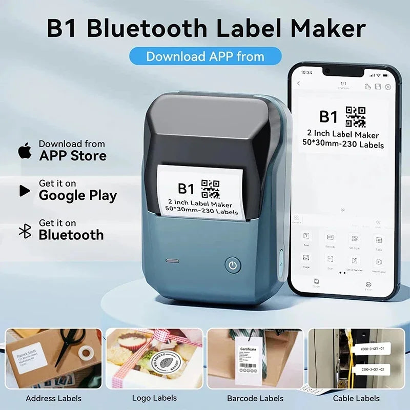 Niimbot B1 Thermal Label Printer Portable Bluetooth Wireless Handheld Pocket Printer Self-adhesive Sticker Maker Price Barcode