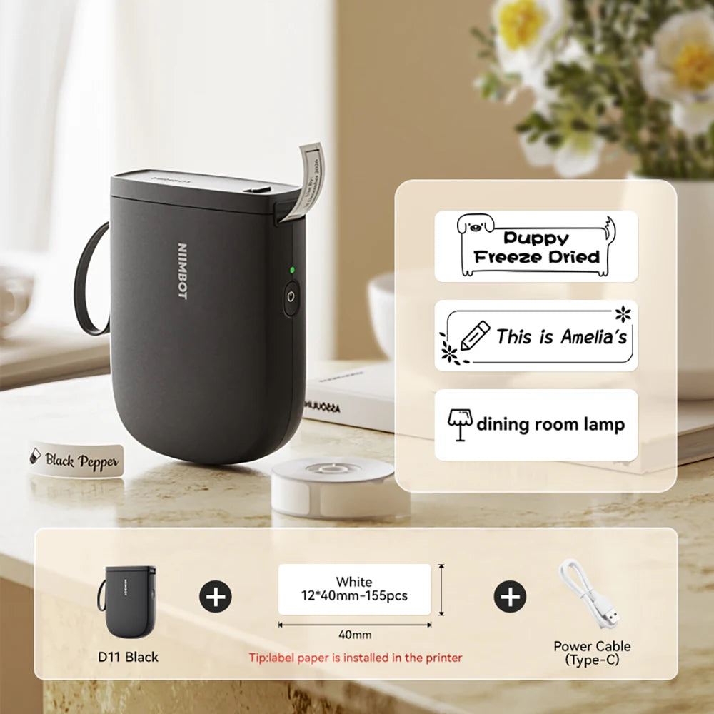 Niimbot Upgraded D11 Mini Thermal Printer 300 DPI Wireless Self-Adhesive Label Maker Inkless Pocket Barcode Name Tag  Labeller