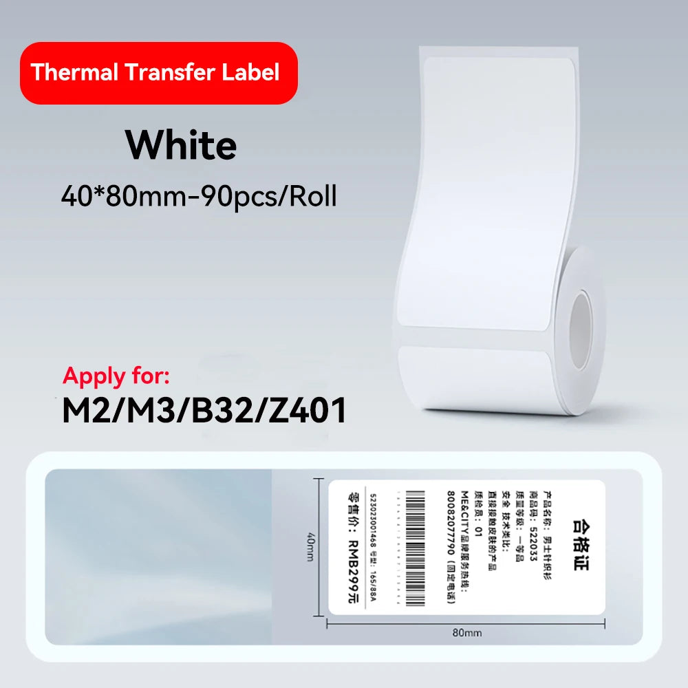 Thermal Transfer Labels for Niimbot M2/M3 Printer Thermal Transfer Ribbon Home Office 20-50mm Width Label Paper Sticker