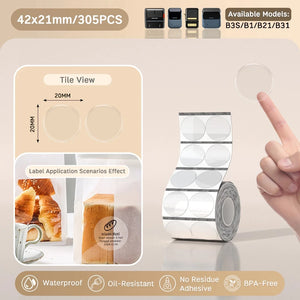NIIMBOT B21/B1/B3s Transparent Label Printing Paper Name Sticker Waterproof Circle/square Thermal Label paper