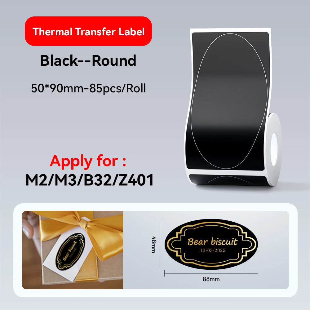 Thermal Transfer Labels for Niimbot M2/M3 Printer Thermal Transfer Ribbon Home Office 20-50mm Width Label Paper Sticker