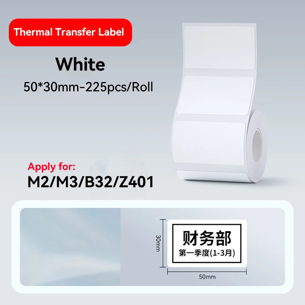 Thermal Transfer Labels for Niimbot M2/M3 Printer Thermal Transfer Ribbon Home Office 20-50mm Width Label Paper Sticker