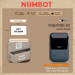 Niimbot B1 English Label Printer Portable Handheld Thermal Printer Mini Barcode QR Code Sticker Paper Color Rolls Maker Cable