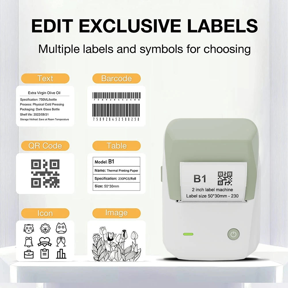 Quality product Niimbot B1 Label Printer Portable Handheld Thermal  Mini Barcode QR Code Sticker Sticky note Rolls Maker