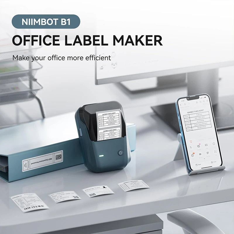 Niimbot B1 Portable Thermal Label Printer Wireless Sticker Printer For Home Adhesive Label Maker Compatible With iOS & Android