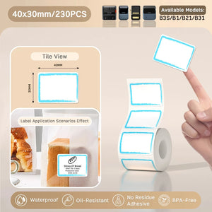 NIIMBOT B21/B203/B3S Colored Label Machine Printing Paper Self Adhesive Label Waterproof Oil Resistant Tear Resistant Label